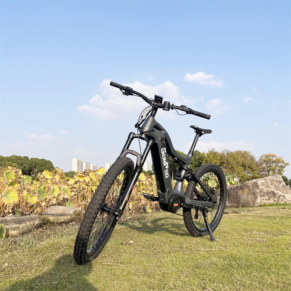 2024 Powerful Mid Drive Bafang Motor 1000w Electric Mountain E Bike Full Suspension Carbon Fiber Bicycle