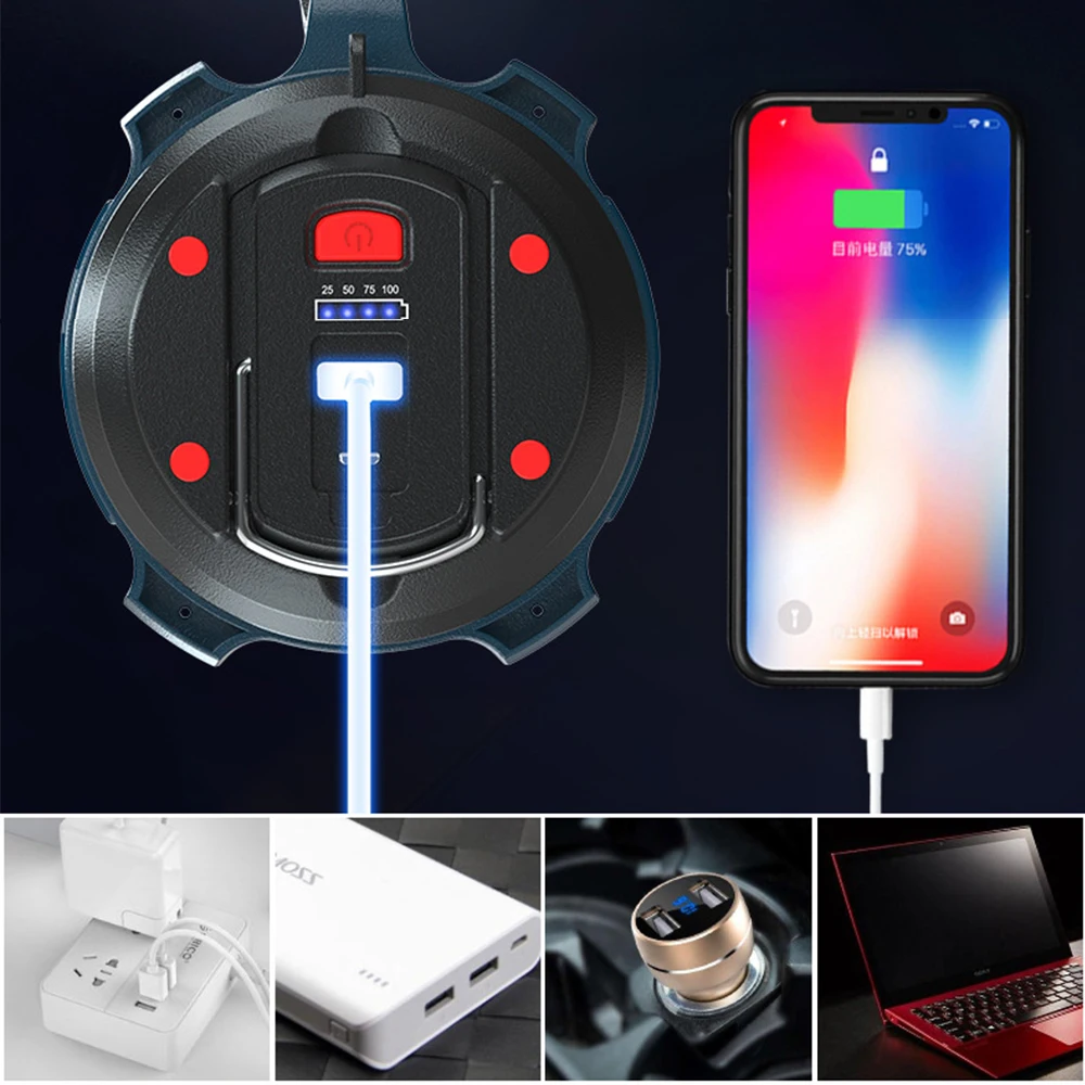 Handheld Searchlight Led Portable Light Strong Light Long-Range Rechargeable Built-In Battery Outdoor Lighting Flashlight