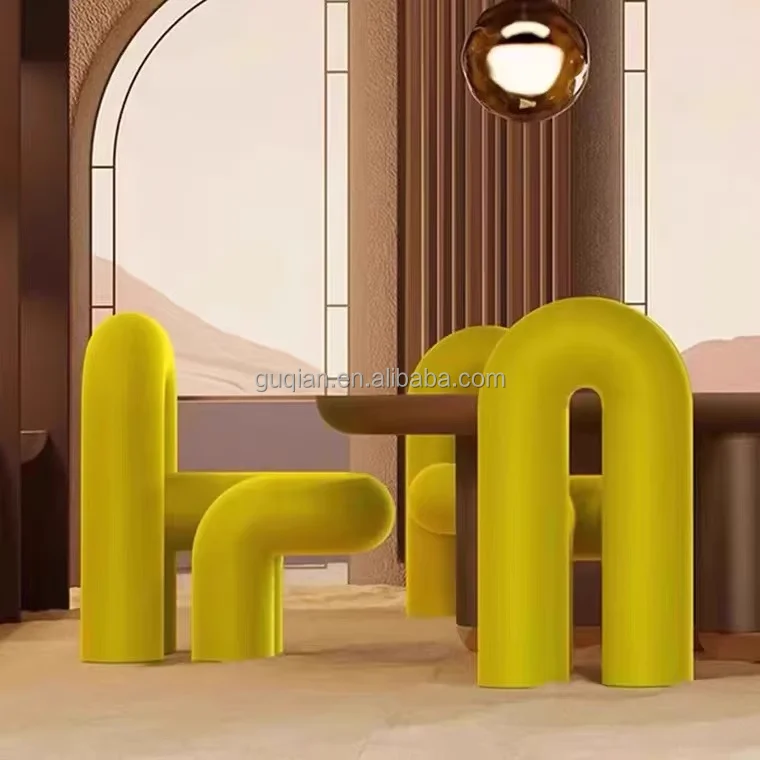 Light Luxury Curved fibreglass water pipe Leisure Chair Personality Dining Chair Makeup Chair Furniture