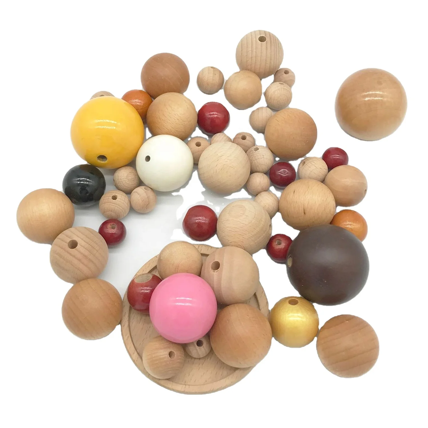 Wood Bead Wooden Balls Customized Wholesales Loose Gugertree Beechwood Beads Variety of Sizes Available