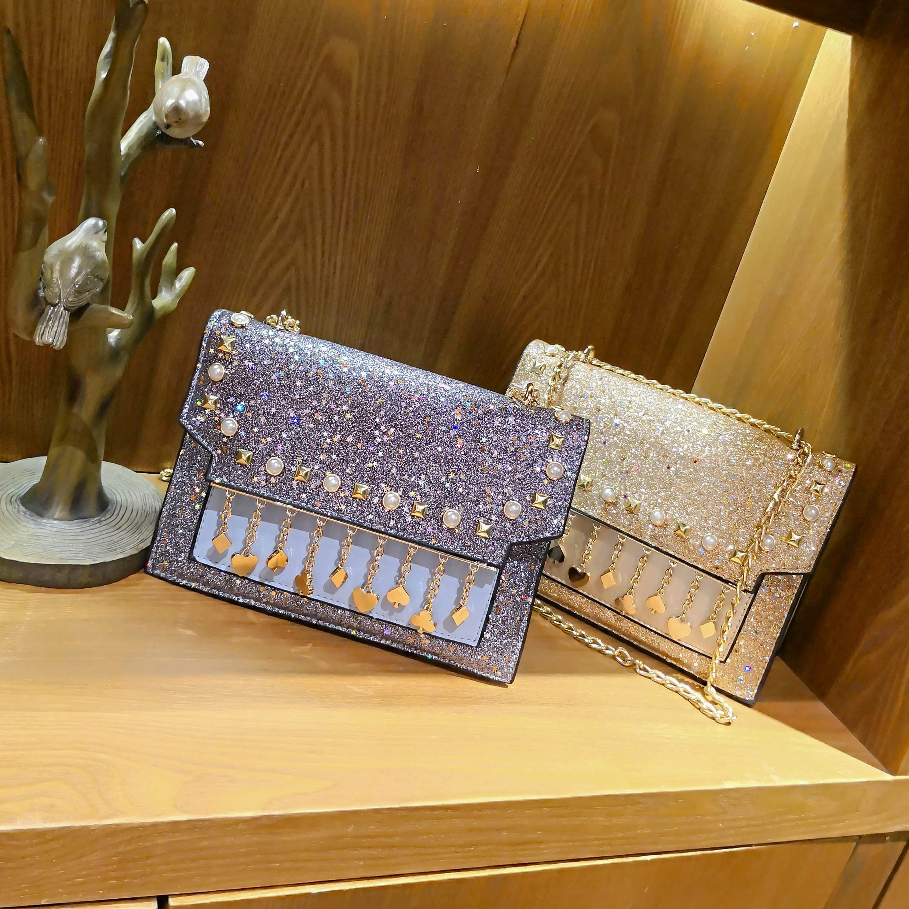 Hot Sale  Luxury Shiny Sequins Wedding Women Hand Bags Girl Party Bag  Evening Purse