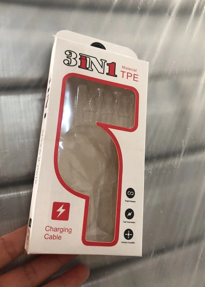 Original 3A fast charging USB data cable, three-in-one charging at the same time, pearlescent retractable USB cable