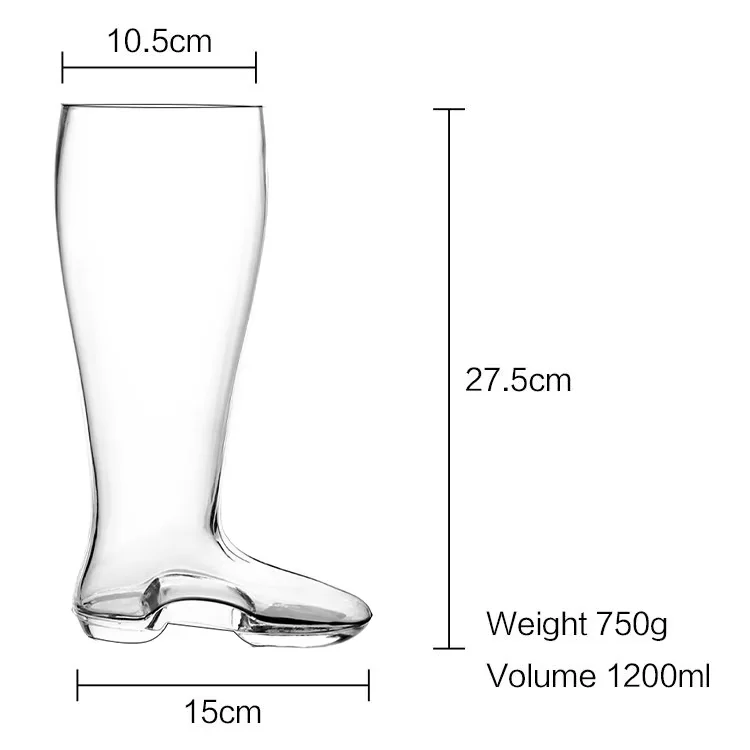 Wholesale 16OZ Transparent Boot Shape Glasses Beer Glass Cup Crystal Material Cup Bar Glassware For Bar Hotel