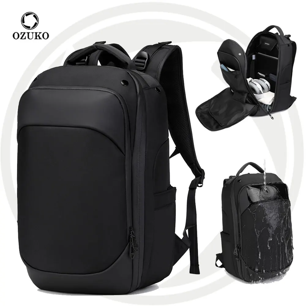 Ozuko 9640 Premium Business Laptop Bag Backpack For Commuting Travel Trip Waterproof Anti-theft On Stock For Men Wholesale Grey