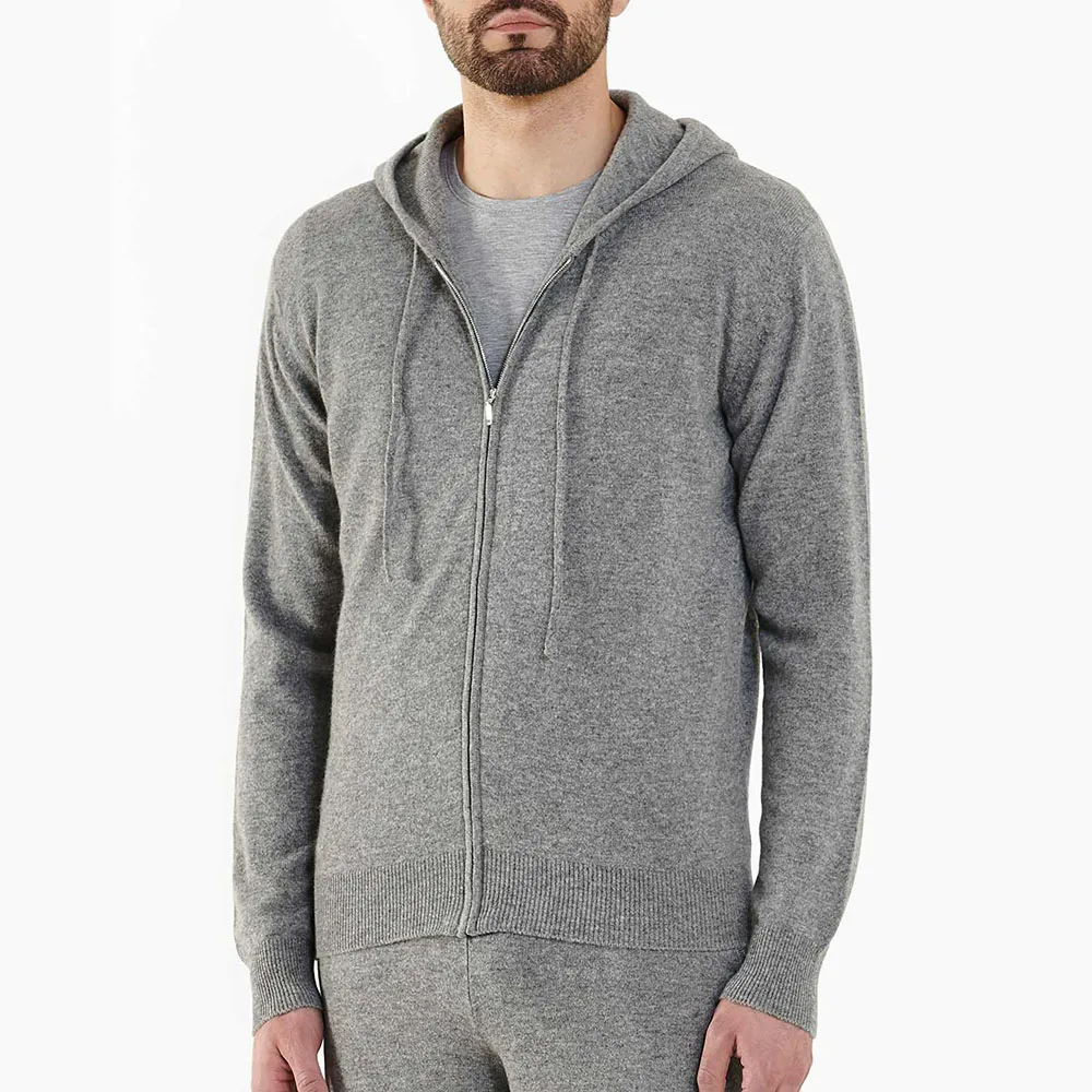 Custom men 100% cashmere hoodie knit sweater zipper coat mens zip up cardigan cashmere sweater winter clothes for men
