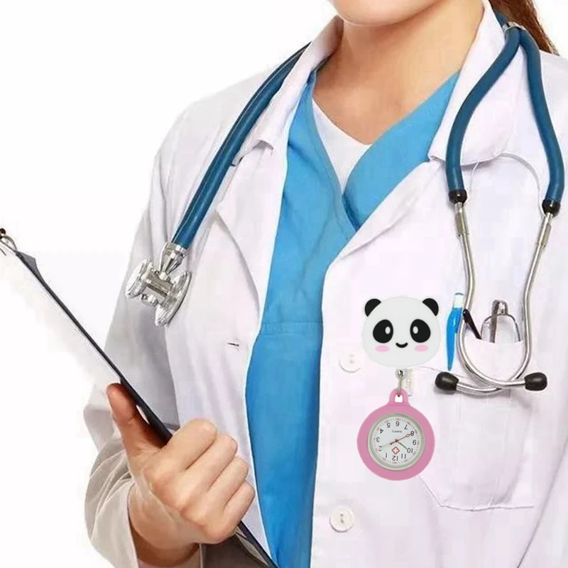 Panda Novel Design Pocket FOB Watches Pin Clip Breast Brooch Nursing Quartz Watch