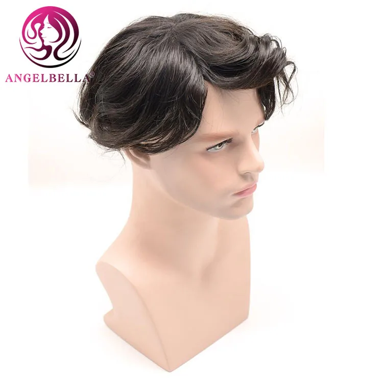 Wholesale Price Toupee 1b# Lace Human Hair Toupee Top Quality Frontal Nature Toupee Men