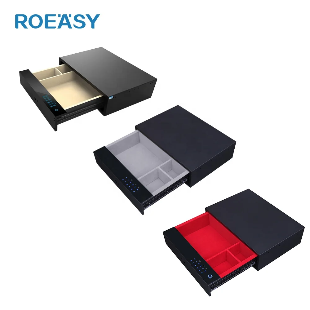 ROEASY electronic luxury interior safes jewelry wardrobe drawer safe cash money box fingerprint password hidden safe for hotel
