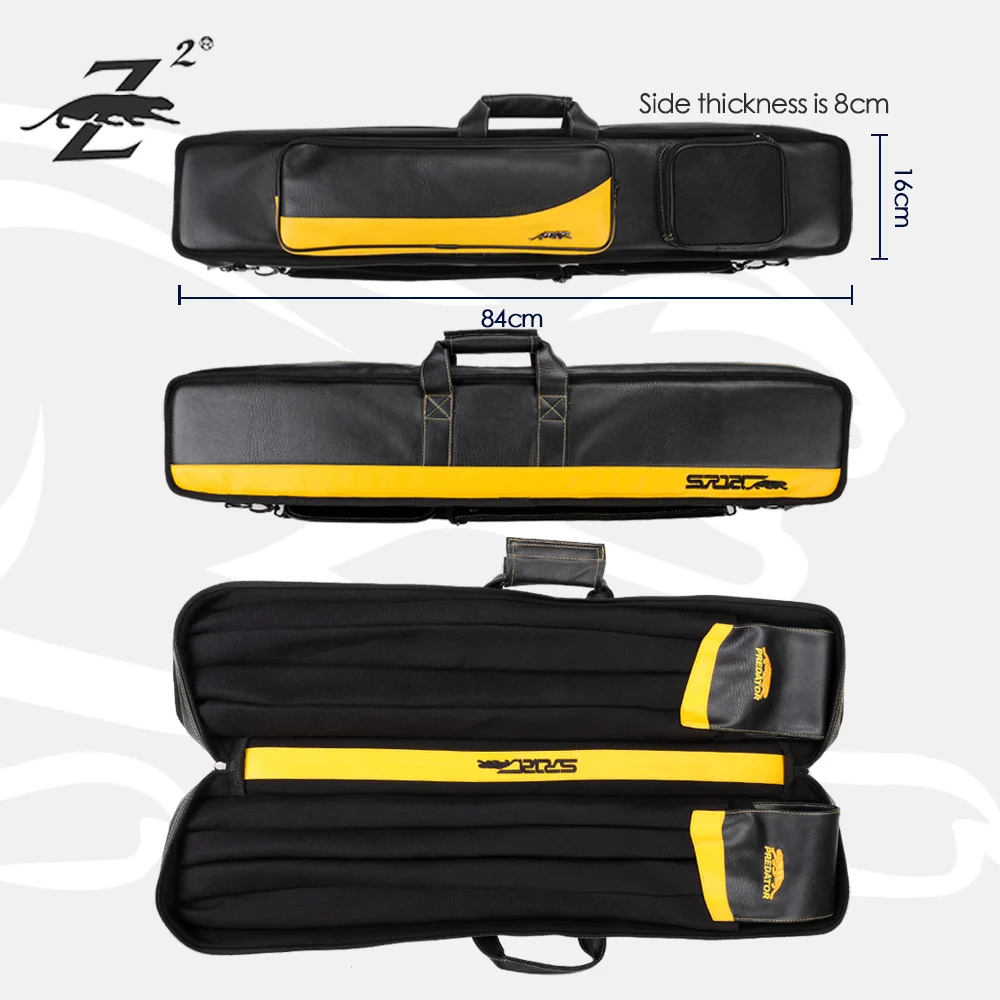 PREOAIDR Pool Cue Case Billiard Pool Cue Bag Carrying Case PU Leather 12 Holes 4 Butts 8 Shafts  Billiard Accessories