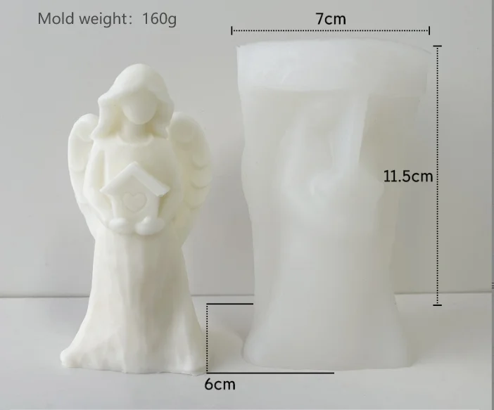3d Bouquet Heart With Wings Angel Soap Gypsum Plaster Resin Silicone Candle Mold Diy Blessed Art Ornaments For Home Decoration