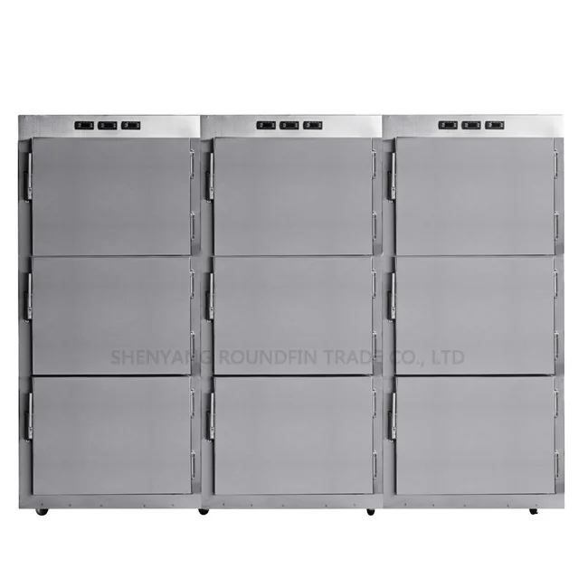 High Material Hot Sale RD-9 Nine doors mortuary freezer with standby SECOP Compressors Refrigerators 2, 4, 9 Bodies corpses free