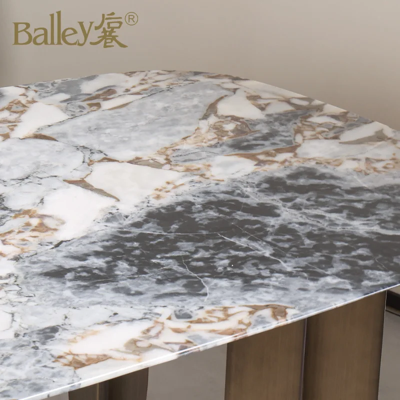 Italian Model Dining Table in Dining Room Furniture Modern Extension High Gloss Luxury Marble Butterfly White Kitchen OEM Wood