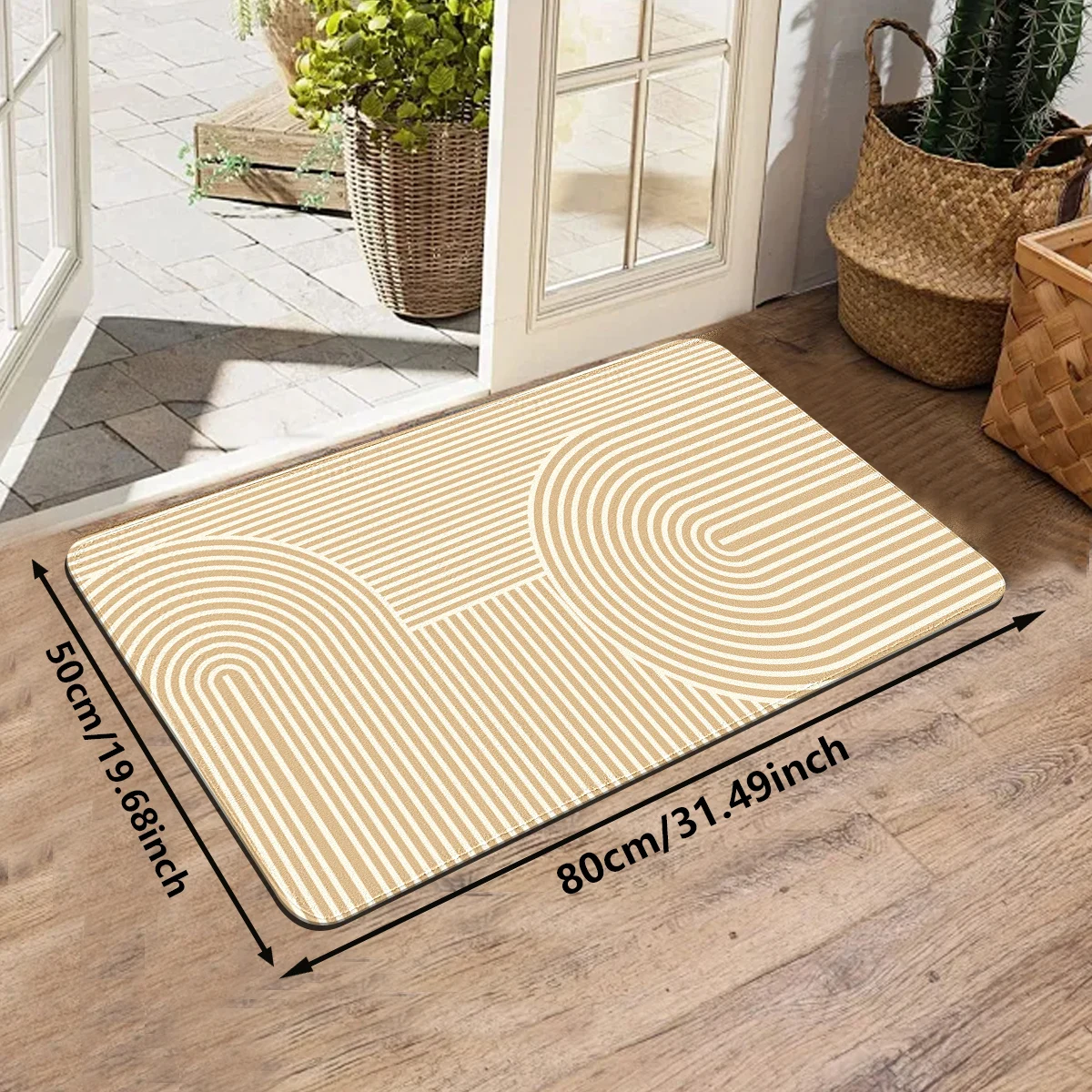Factory Direct Light Yellow Geometric Fleece Mats Elegant Design for Multi-Scene Custom Sizes Trendy Simplicity Area Rugs & Sets
