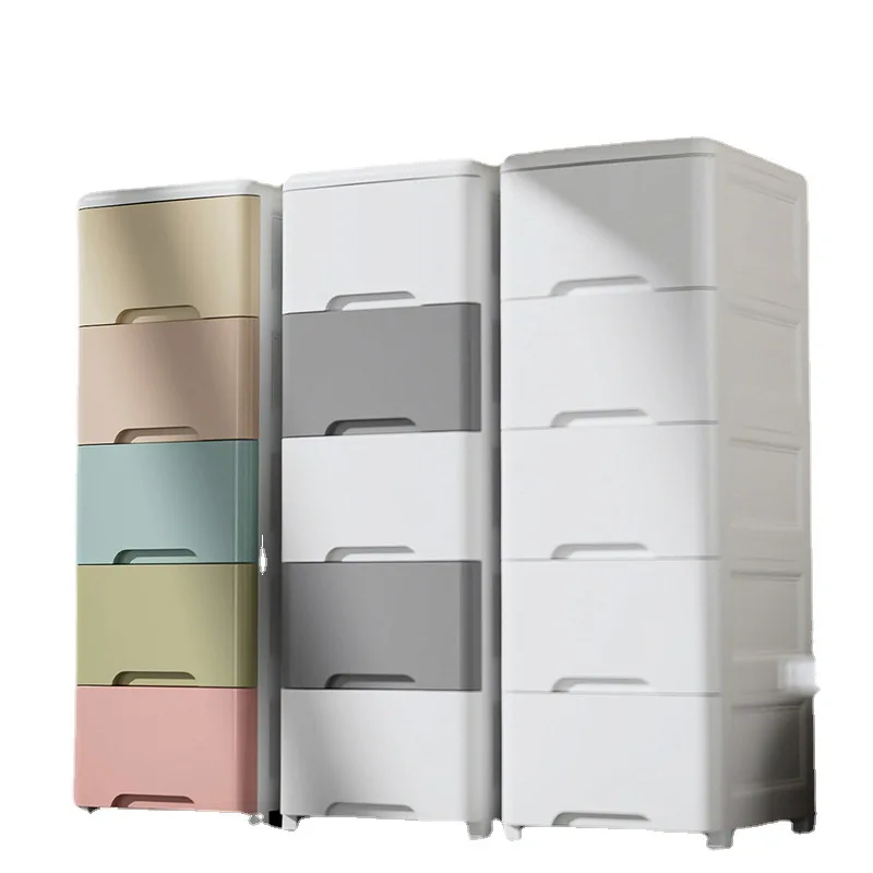 Simple Design Home Office Slim Side Drawers Plastic Storage Cabinet
