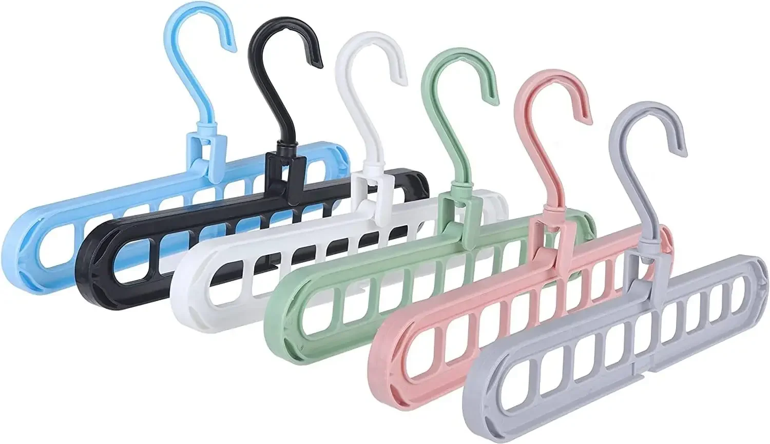 Plastic Rectangle Space Saving Foldable Hanger Wardrobe Double 3 Wire Keyboard Clothing Plastic Hanger