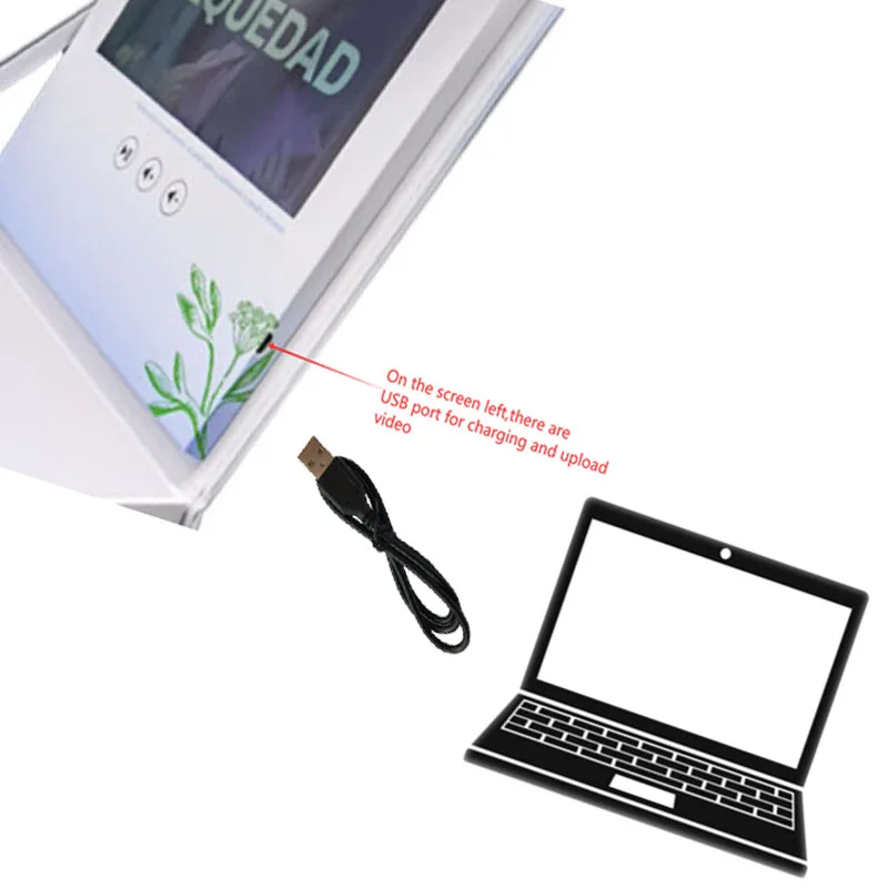 Пользовательские бархат подписки 10 дюймов приглашения Lcd Видео Брошюра карты A4 коробки цифровой светодиодный экран видео-подарочная