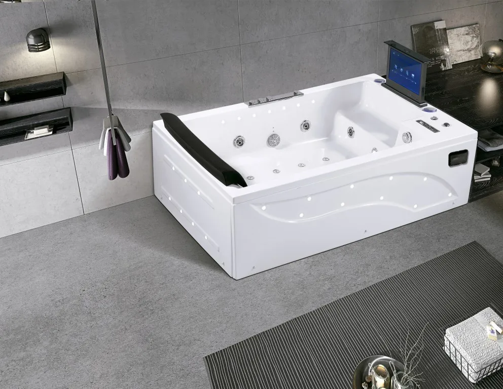 Popular Freestanding Indoor Massage Bathtub Beautiful LED Light whirlpool bathtub K-8610