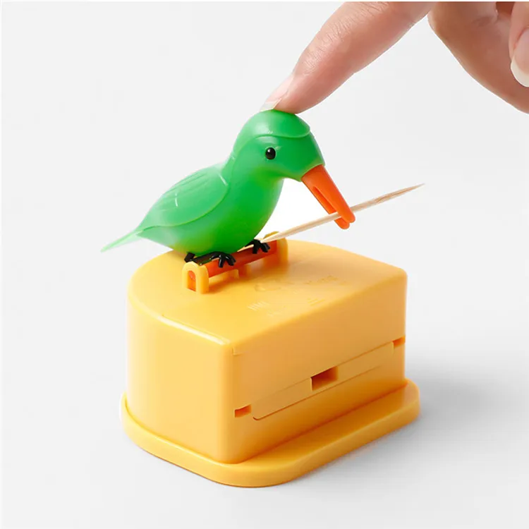 A659 Fully Automatic Storage Toothpick Dispenser Dinning Table Decor Press Type Toothpick Holder Bird Shape Smart Toothpick Box