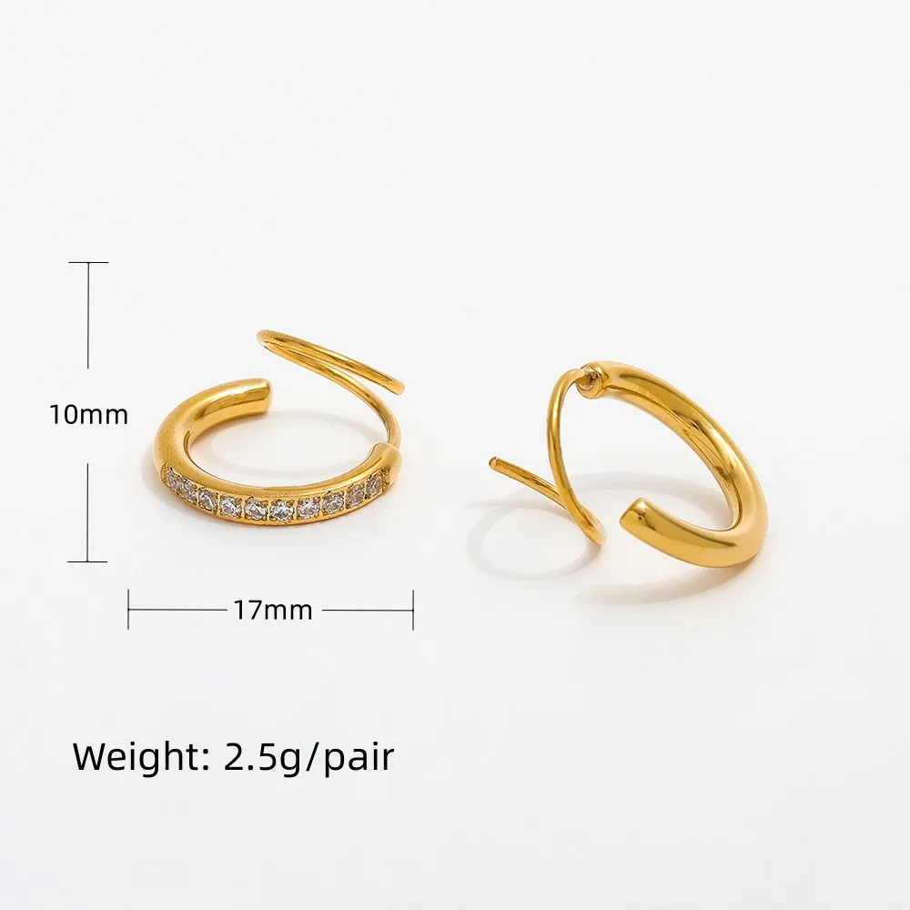 JOOLIM Jewelry PVD 18K Gold Plated Stone Pave Spiral Earring Stainless Steel Jewelry New Trendy Jewelry