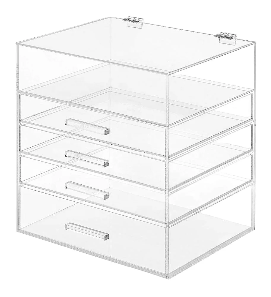 Wholesale Customized Makeup Organizer Acrylic Cosmetic Storage Drawers and Jewelry Display Box