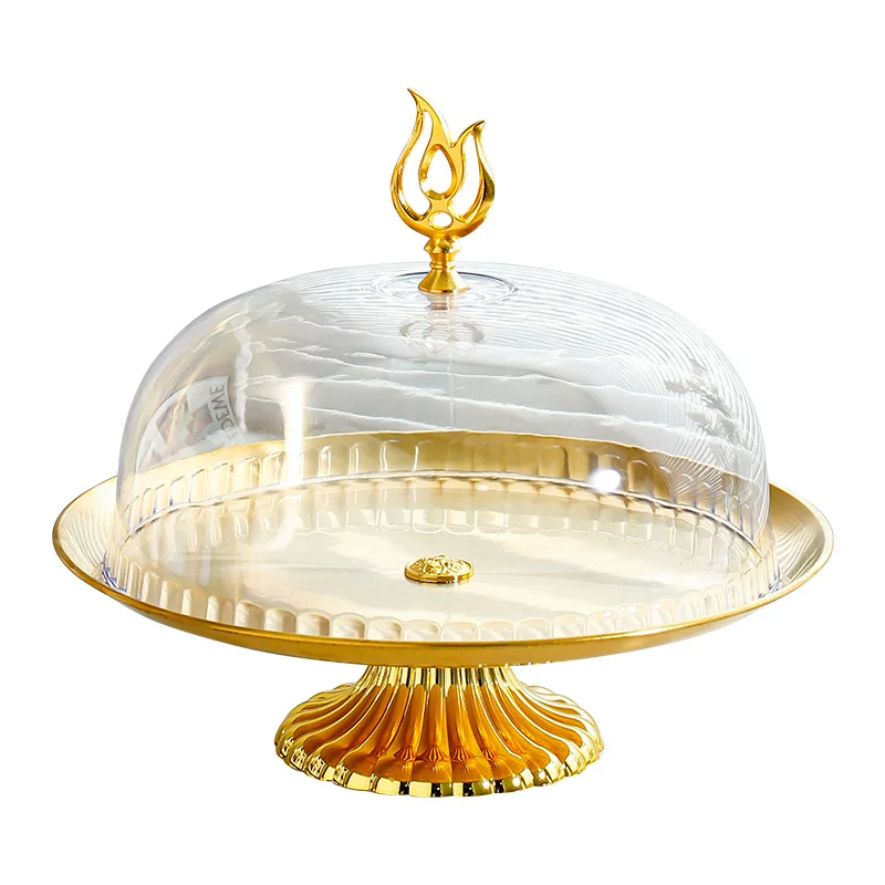 New New Fruit tasting display plate food dust cover pastry dim sum tray with transparent lid round box