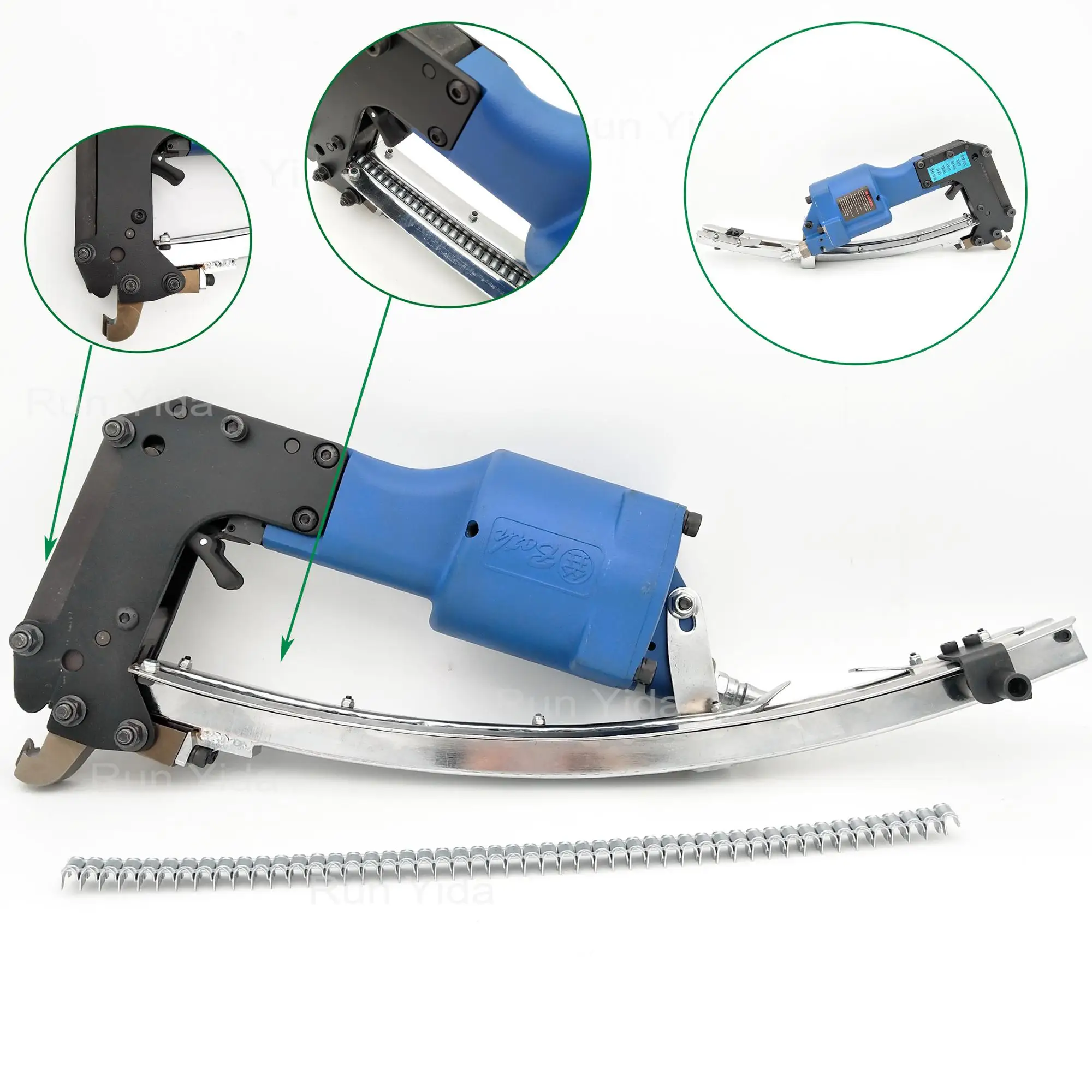 There is a stock M66 series mattress bed spring production fully automatic mattress riveting tool gun
