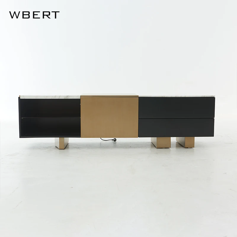 WBERT Italian Luxury Solid Wood TV Cabinet for Hotel Guest Room Modern Simple Entrance  Living Room Apartment Decoration Cabinet