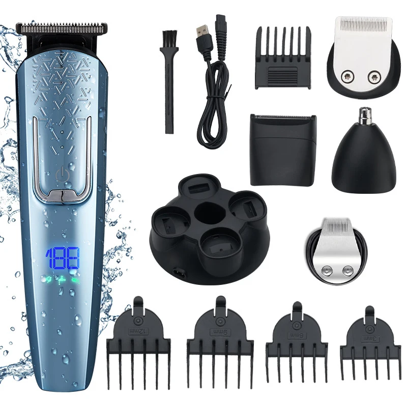 Household 5 In 1 Multifunction Rechargeable Nose Hair Trimmer Hair Clippers With Base