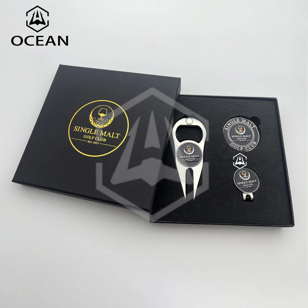 Custom Multifunction Metal Golf Club Zinc Alloy Stainless Steel Golf Ball Marker Metal Ball Marker With Divot Tool