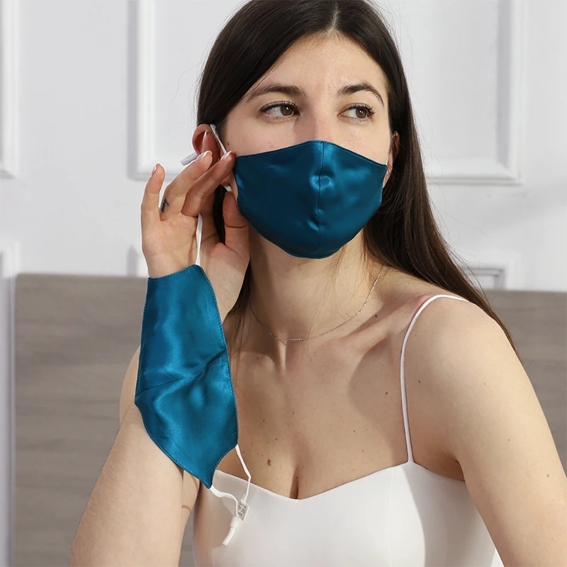 Cheap Silver Ion Sleep Ski Sheet Satin Pleat Nose Real Silk Face Mask For Woman