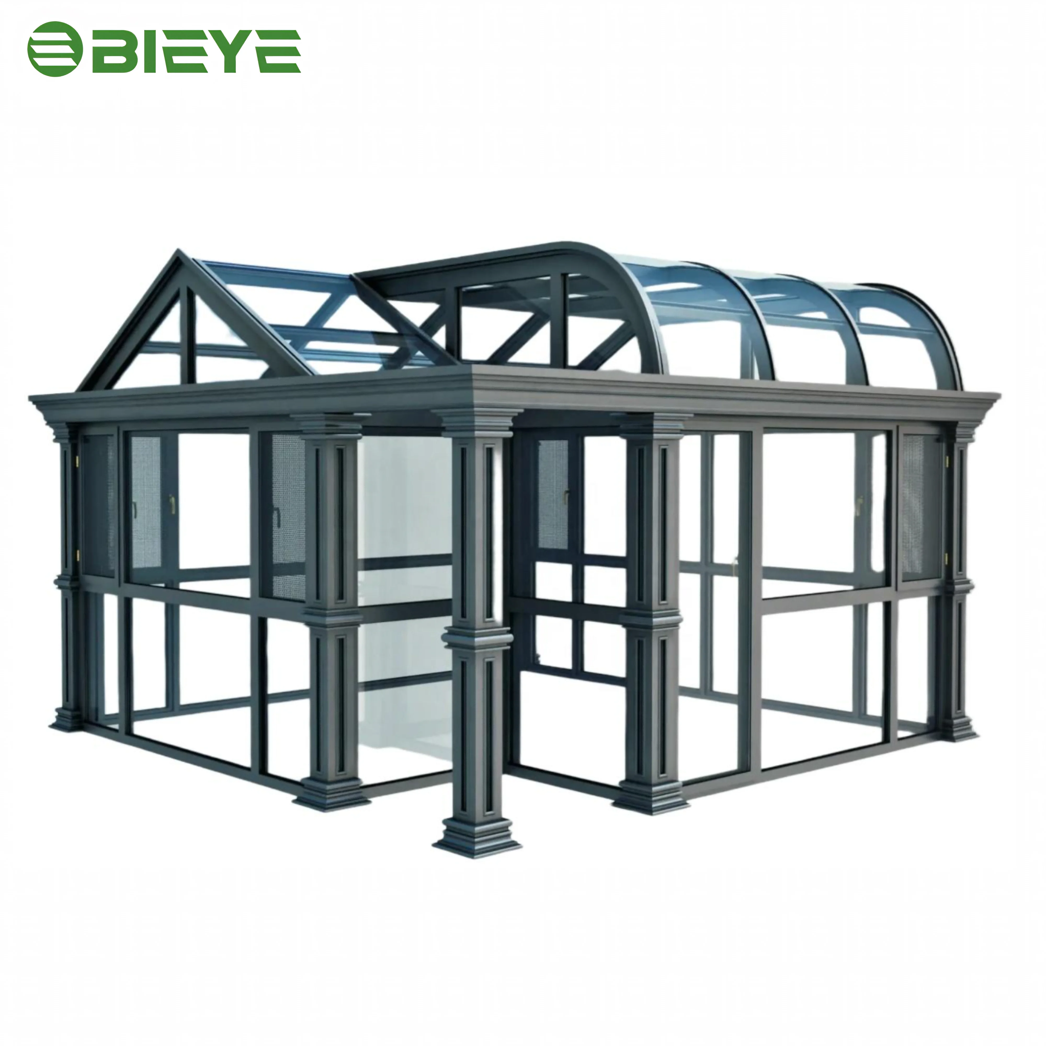 sunrooms designs Steel Structure Sunroom Aluminum Frame Waterproof Tempered Glass Roof flat roof sunroom
