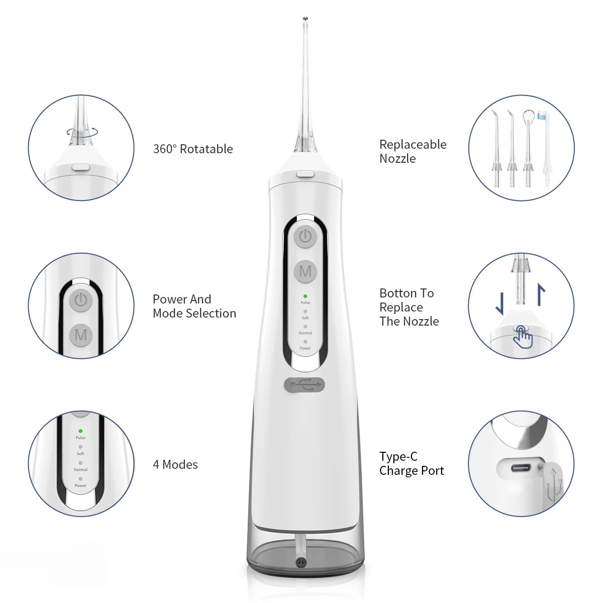 Professional Manufacturer OEM ODM 4 Modes Smart Teeth Cleaner Cleaning Device Dental Floss Oral Irrigator Water Flosser