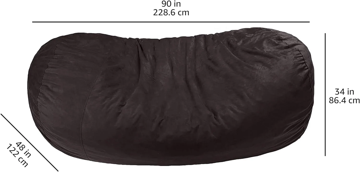 Memory Foam Filled Bean Bag sofa with Microfiber Cover, 7 ft, Grey, Solid