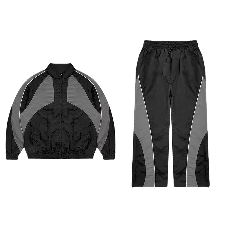 Hot Sale Custom Logo Nylon Tracksuit Casual Training  Windbreaker Set Nylon Windbreaker Suits For Men