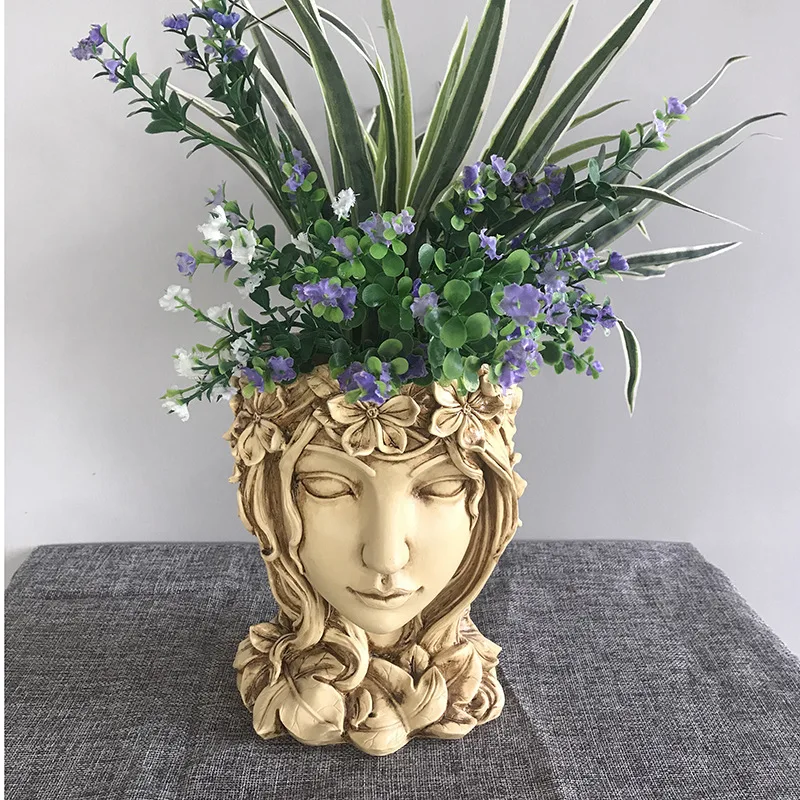 
Wholesale Greek Venus Goddess Statue Head Plants Pot Outdoor Garden Decoration Flower Vase Large Caliber Vintage Flower Pot 