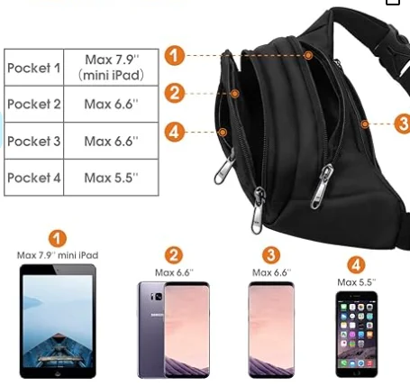 Belt bag Fanny pack YKK Zipper Cross Body for Women Men Crossbody Bags Waist Bag with Adjustable Strap Black Fashion Waist Pack