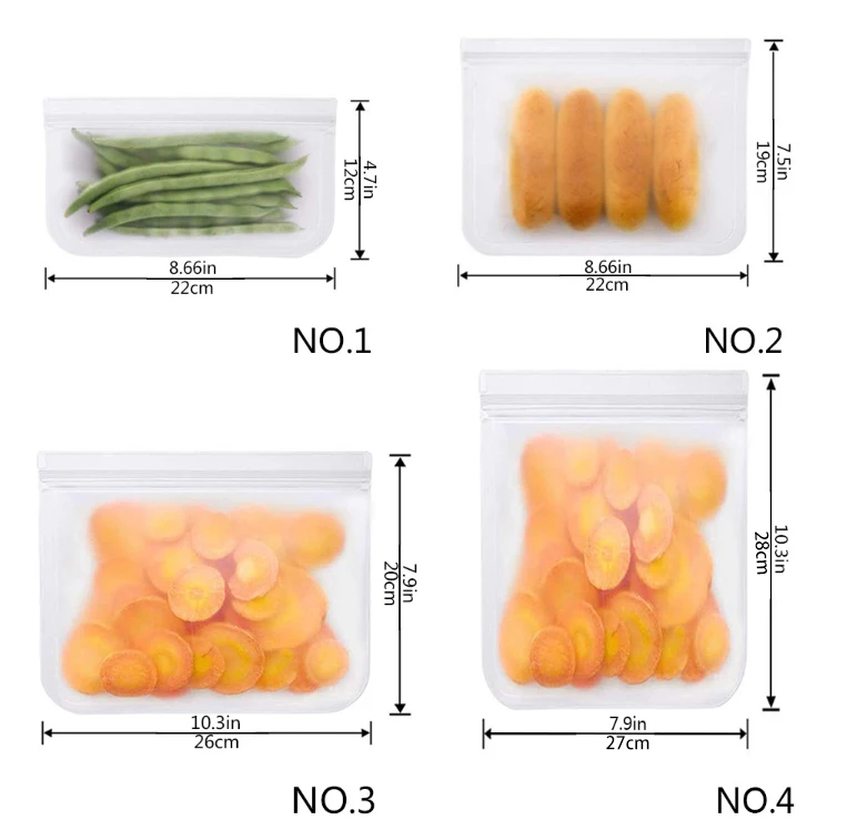 Reusable Silicone Food Storage Bags Airtight Seal Food Preservation Bag/Food Grade/Versatile Silicone bags for Meat, Vegetable