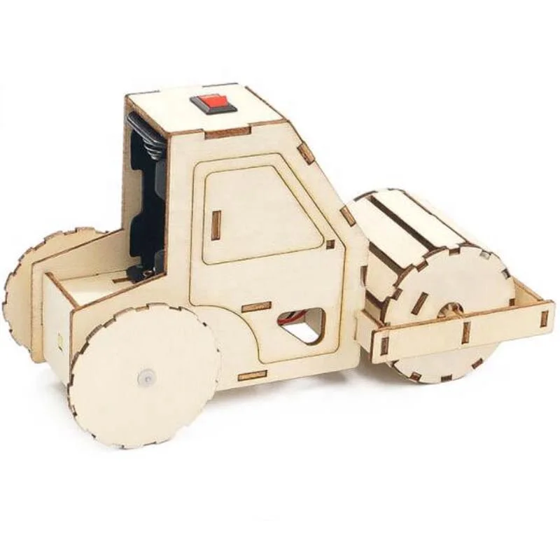 3D Puzzles Toy Scientific Circuit DIY Wooden Electric Roller Handmade Model Kits Run Game Desk toy