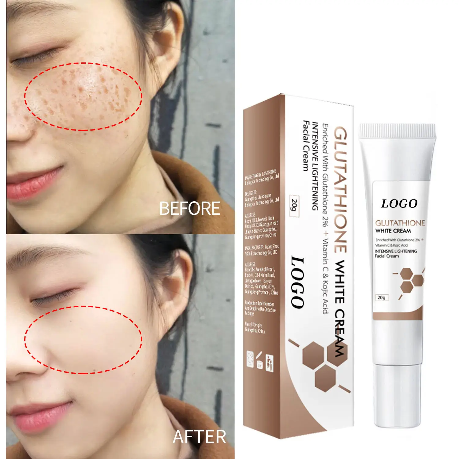 Wholesale Products Intensive Black Spot Removal Smoothing Moisturizing Glutathione Whiten Cream With Vitamin C & Kojic Acid