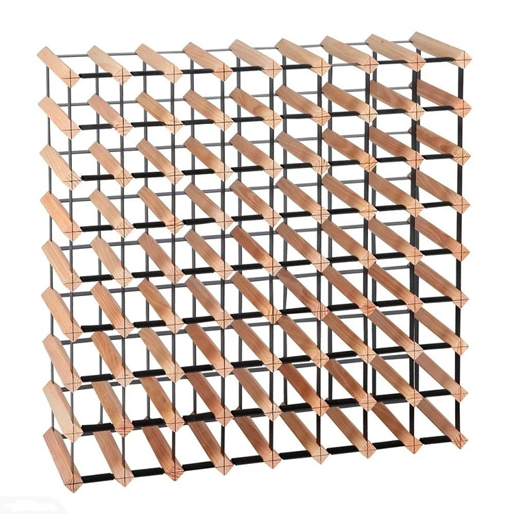 Factory wholesale  modern size  6, 9, 12 Bottles Wine Rack Galvanized Steel Timber Wine Racks for Wine Cellar