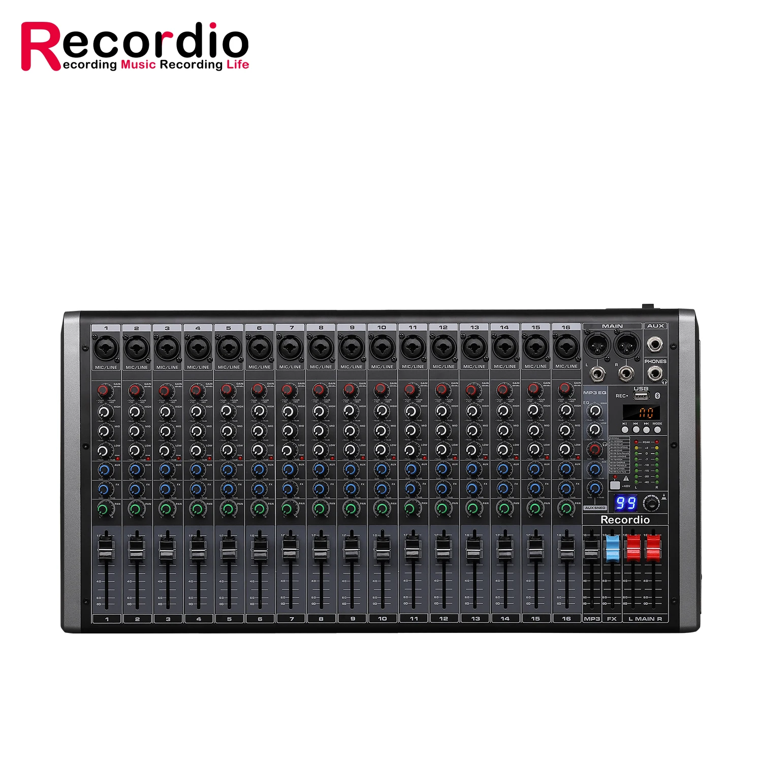 GAX-QQ16  Wholesale 16 Channel Audio Mixing Console with 99 DSP USB BT  MP3 EQ Funtion