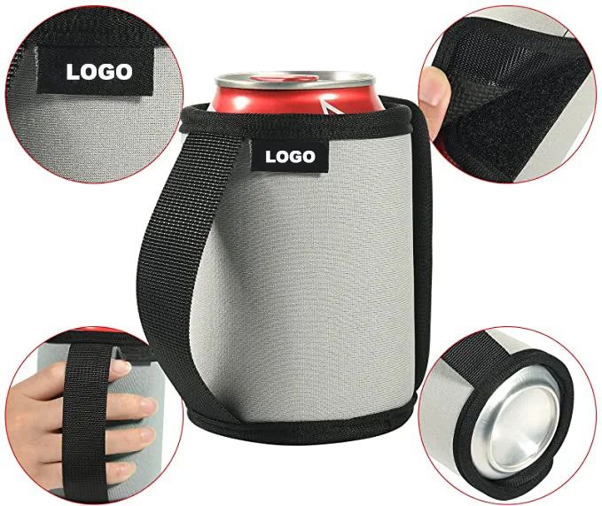 Custom Cooler Sleeve Anti-Slip Neoprene Beer Can Bottle Insulator Cover can holder with Handle for Camping Beverage Drink Cover