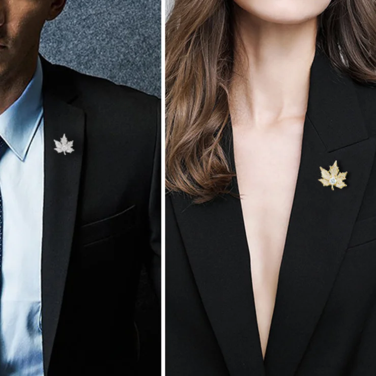 Wholesale Hat Pins Zircon Snowflake Maple Leaf Flower Pin Small Brooch Pin For Men Women Suit Hat