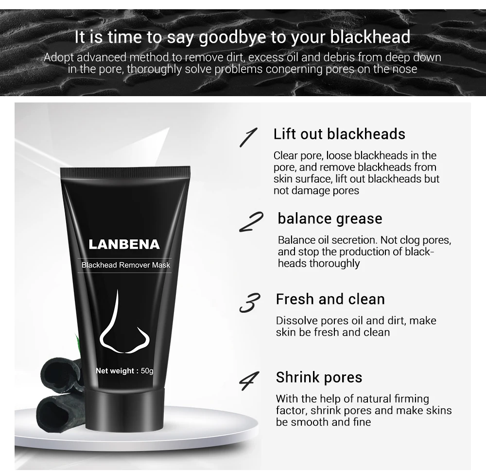 LANBENA Black head Remover Nose Black Mask Face Care Mud Acne Treatment Peel Off Mask Pore Strip Skin Care Peel Mask Oil Control