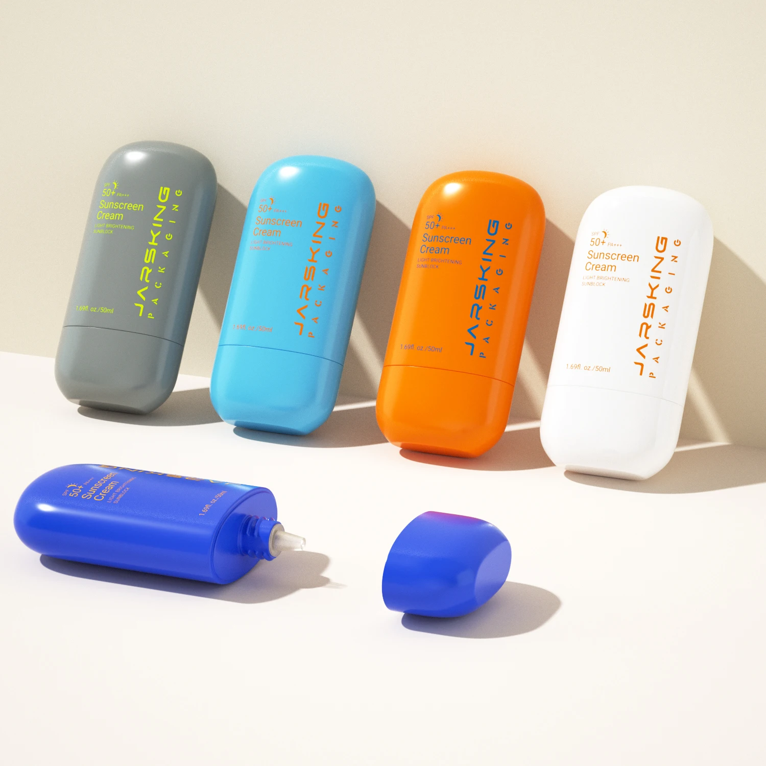 30ml 50ml Cosmetic Packaging Soft Touch Plastic Oval Shape Sunscreen Bottle For Sunblock Skin Care Container