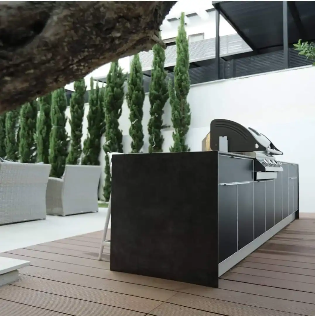 NICOCABINET Custom Black Aluminum Camping Stainless Steel with Complete Appliances Kitchen Outdoor