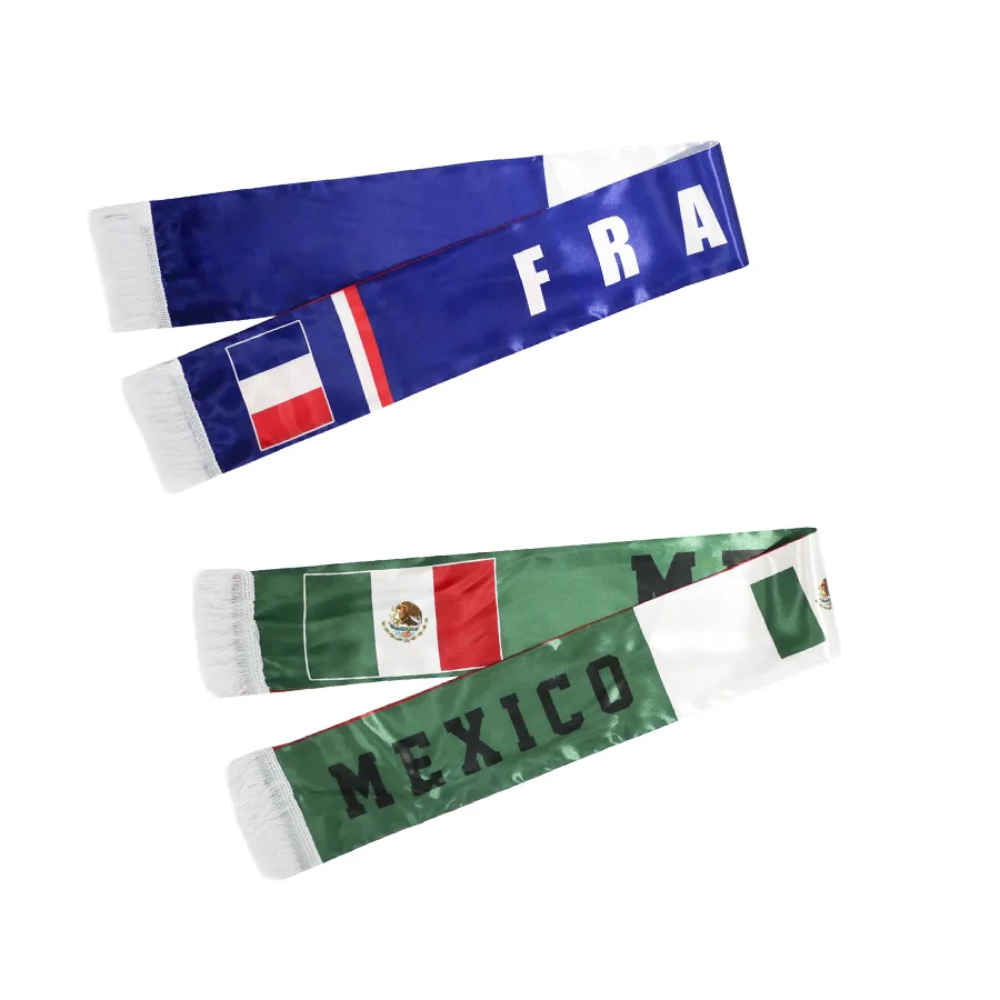 Custom Printed Football Scarf Soccer Fan Scarf Flag Cheap World Country France Flag Scarf