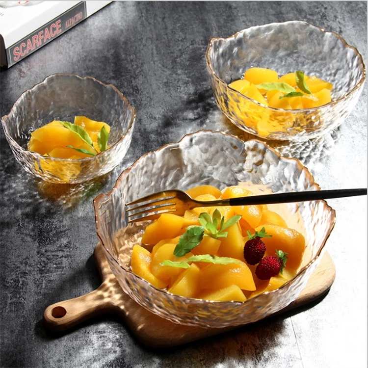 Creative Color Embossed Cute  Dessert Salad Tableware Glass Bowl