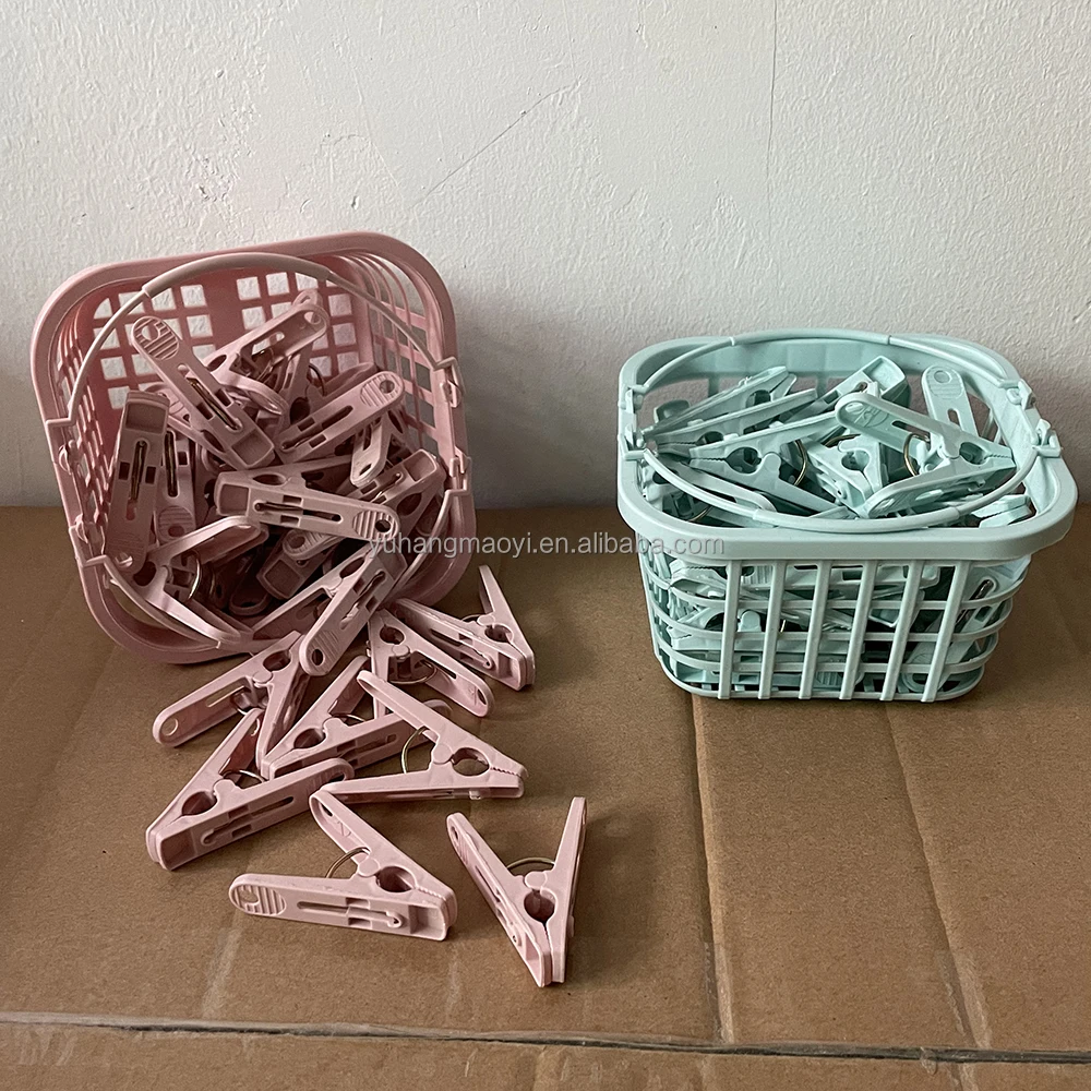 Cheap 30piece Plastic Clothespins Clothes Pegs Quilt Towel Clothes Pins 30pcs Hanger Windproof Clips With Basket