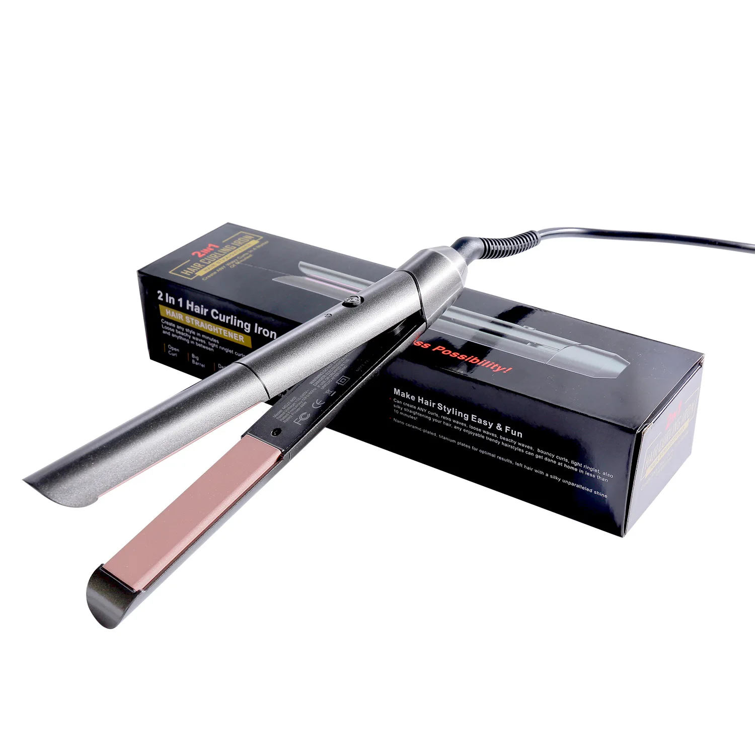 Hair Straightener Nano Titanium Hair Straightener Curler Ceramic Temperature Adjustment Electric Straightening Flat Iron